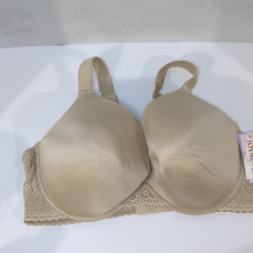 Beige Nude Cream Lace T-Shirt Padded Adjustable Bra NWT 46DD